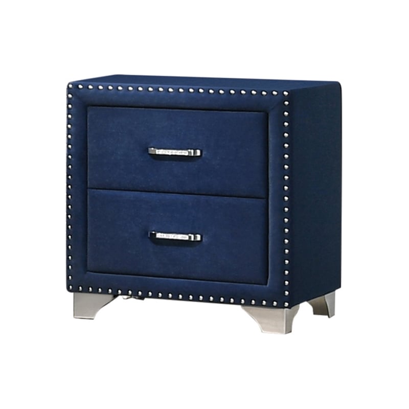 Pemberly Row 5-Piece Contemporary Velvet California King Bedroom Set in Blue