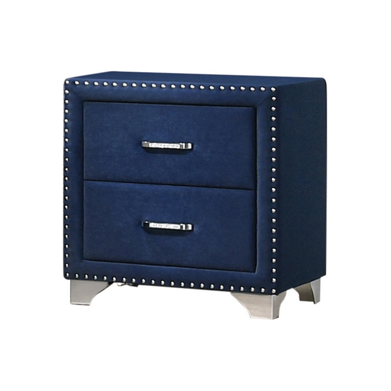 Pemberly Row 5-Piece Contemporary Velvet Eastern King Bedroom Set in Blue