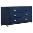 Pemberly Row 5-Piece Contemporary Velvet Eastern King Bedroom Set in Blue