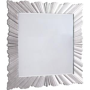 Pemberly Row Intricate Hand Carved Starburst Look Silver Leaf Mirror