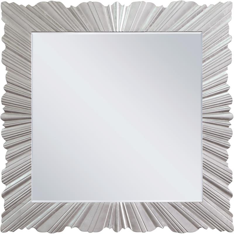 Pemberly Row Intricate Hand Carved Starburst Look Silver Leaf Mirror