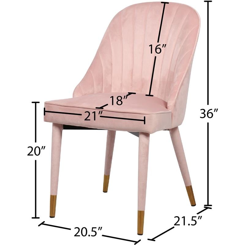 Pemberly Row Contemporary Pink Velvet Dining Chair (Set of 2)
