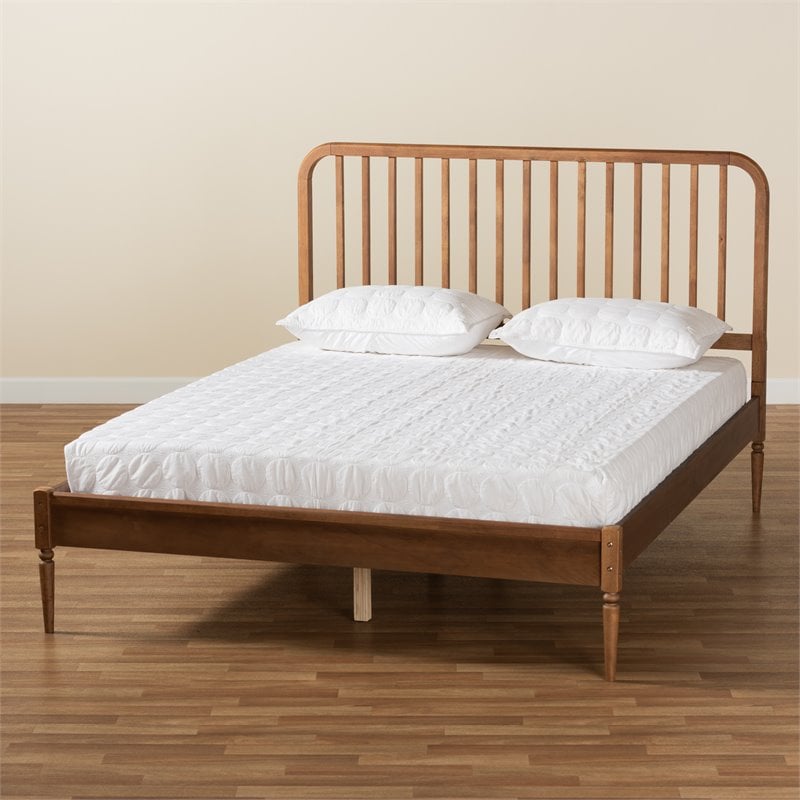 Pemberly Row Walnut Brown Finished Wood Full Size Platform Bed