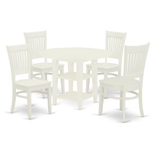 Pemberly Row 5-piece Wood Table and Dining Chair Set in White
