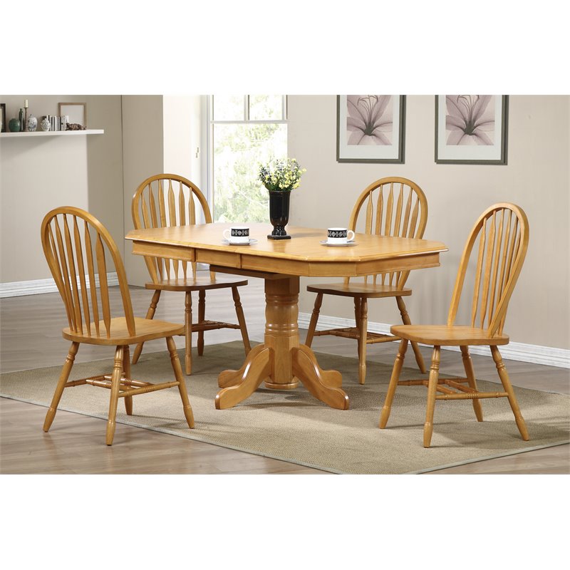 Pemberly Row Arrowback Dining Side Chair in Light Oak Solid Wood Set of 2