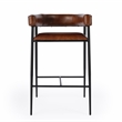 Pemberly Row Modern Brown Leather And Iron Cushioned Bar Stool