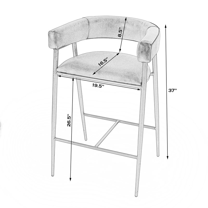 Pemberly Row Modern Brown Leather And Iron Cushioned Bar Stool