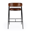 Pemberly Row Modern Brown Leather And Iron Cushioned Bar Stool