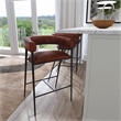 Pemberly Row Modern Brown Leather And Iron Cushioned Bar Stool