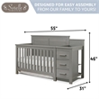 Pemberly Row Wood Convertible Crib and Changer in Weathered Gray
