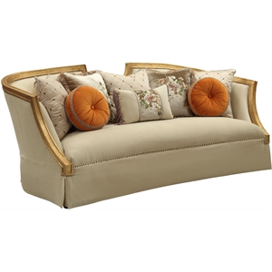 Pemberly Row Modern / Contemporary Sofa in Antique Gold Wood Trim