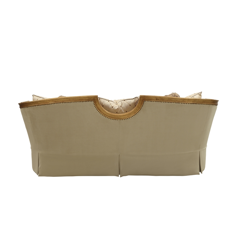 Pemberly Row Modern / Contemporary Sofa in Antique Gold Wood Trim