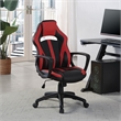 Pemberly Row Gaming Chair in Black Faux Leather with Red Accents