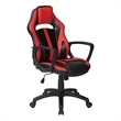 Pemberly Row Gaming Chair in Black Faux Leather with Red Accents