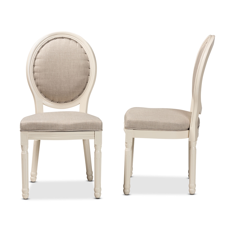 Pemberly Row Gray and White Finished Wood 2-Piece Dining Chair Set