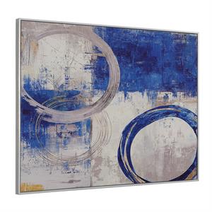 Pemberly Row Circle Abstract Wall Art 30 x 39 with Silver Frame in Blue