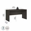 Pemberly Row 60W Bow Front Desk in Charcoal Maple - Engineered Wood