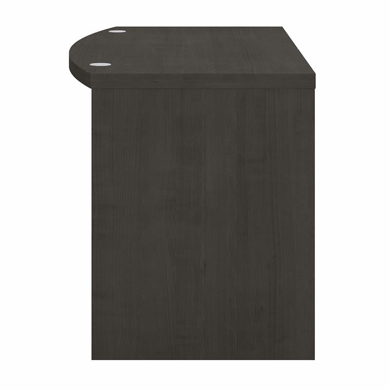 Pemberly Row 60W Bow Front Desk in Charcoal Maple - Engineered Wood