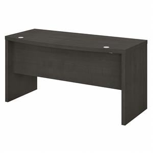 Pemberly Row 60W Bow Front Desk in Charcoal Maple - Engineered Wood
