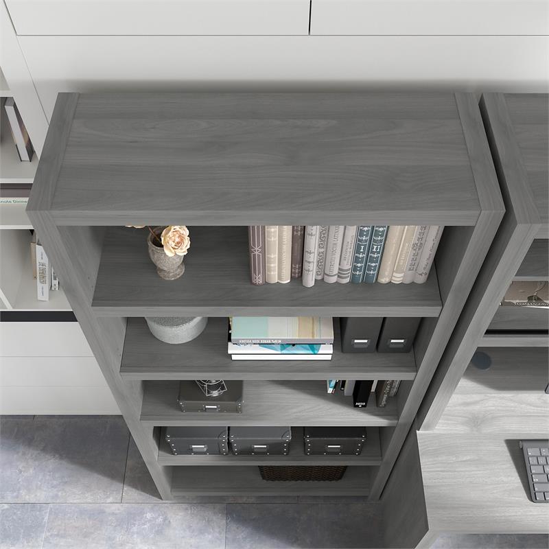 Pemberley Row Engineered Wood Modern Gray Bookcase Rectangular Adjustable Shelves 31.61