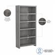 Pemberley Row Engineered Wood Modern Gray Bookcase Rectangular Adjustable Shelves 31.61