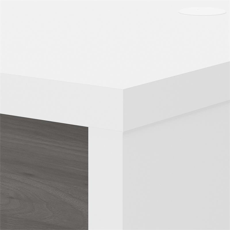 Pemberly Row 60W Credenza Desk in Pure White and Modern Gray - Engineered Wood