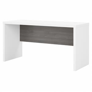 Pemberly Row 60W Credenza Desk in Pure White and Modern Gray - Engineered Wood