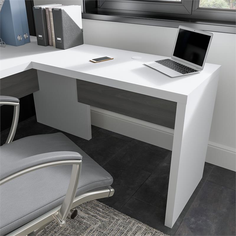 Pemberly Row 36W Desk Return in Pure White and Modern Gray - Engineered Wood