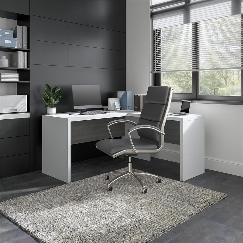 Pemberly Row 36W Desk Return in Pure White and Modern Gray - Engineered Wood
