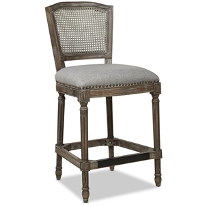 Pemberly Row Rattan Wicker High Back Armless Counter Bar Stool in Dark Gray