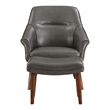 Pemberly Row Chair & Ottoman - Pewter Gray Faux Leather w/ Medium Espresso Legs