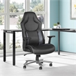 Pemberly Row Big & Tall Bonded Leather Gaming Chair in Gray Mesh