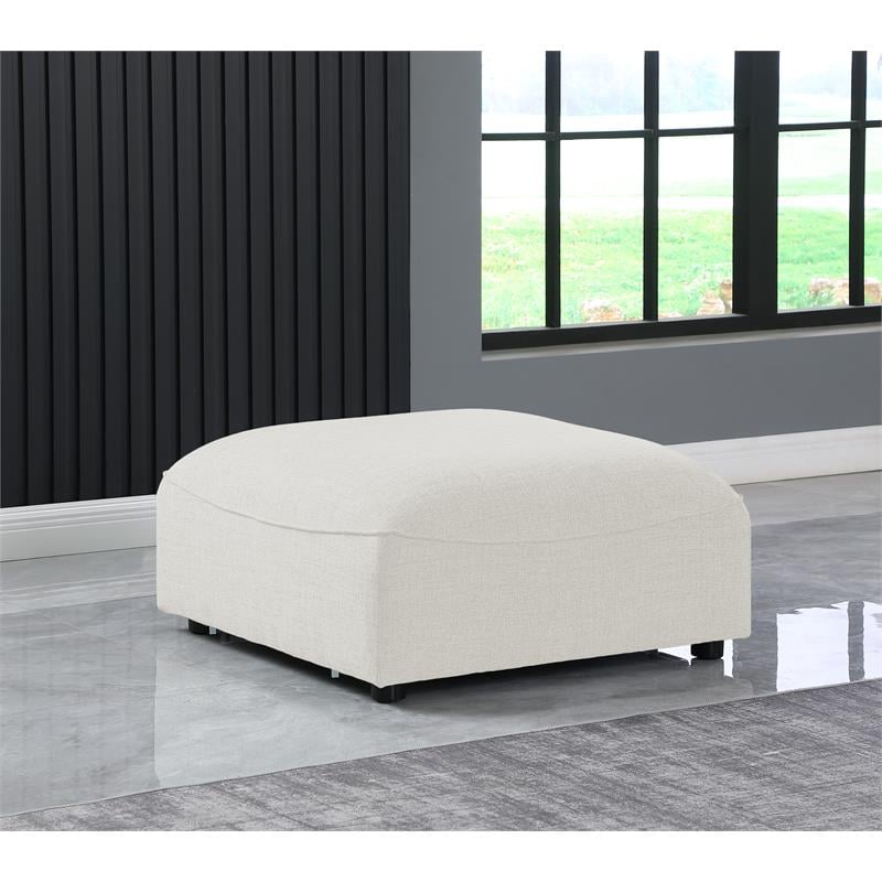 Pemberly Row Contemporary Cream Durable Linen Textured Ottoman