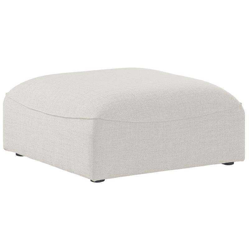 Pemberly Row Contemporary Cream Durable Linen Textured Ottoman