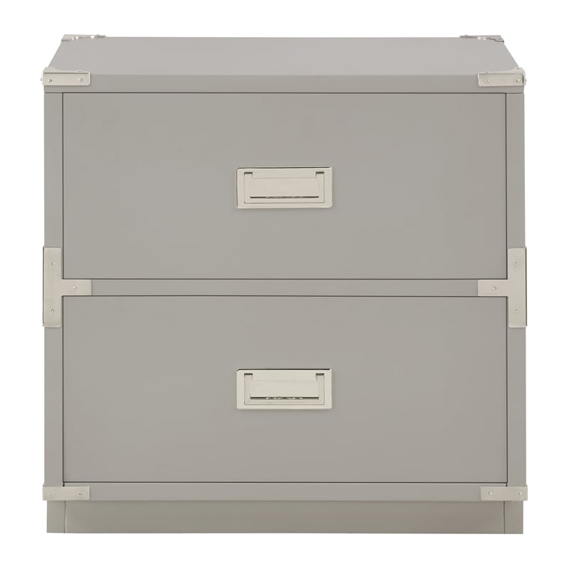 Pemberly Row Modern 2 Drawer Engineered Wood Cabinet in Gray