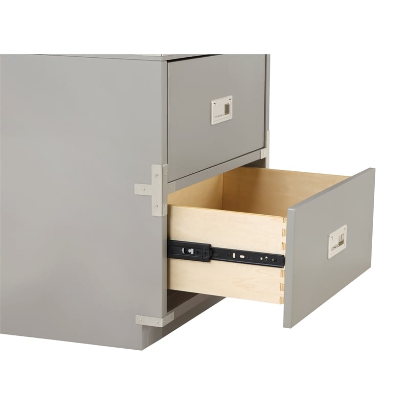 Pemberly Row Modern 2 Drawer Engineered Wood Cabinet in Gray