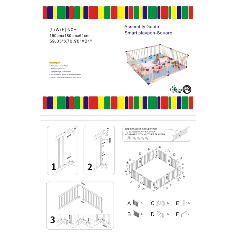 Pemberly Row Baby Wood Saftey Gate in Off White with White connector
