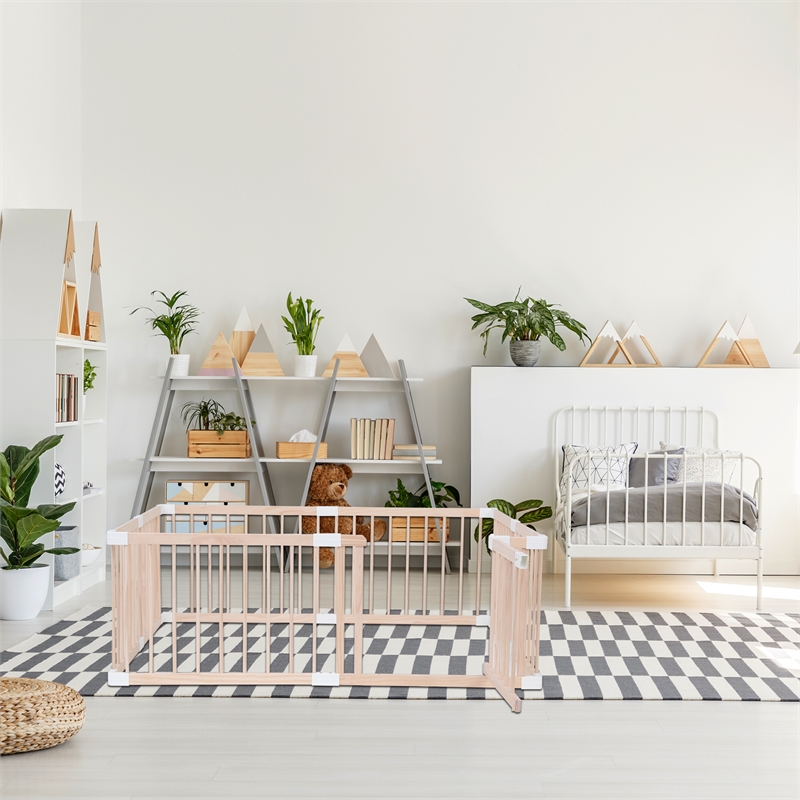 Pemberly Row Baby Wood Safety Gate in Off White with White connector