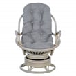 Pemberly Row Rattan Swivel Rocker Chair in Gray Fabric with White Wash Frame