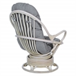 Pemberly Row Rattan Swivel Rocker Chair in Gray Fabric with White Wash Frame