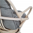 Pemberly Row Rattan Swivel Rocker Chair in Gray Fabric with White Wash Frame