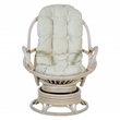 Pemberly Row Rattan Swivel Rocker Chair - Linen White Fabric w/ White Wash Frame