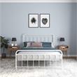 Pemberly Row Contemporary Transitional Metal White Bed in Queen