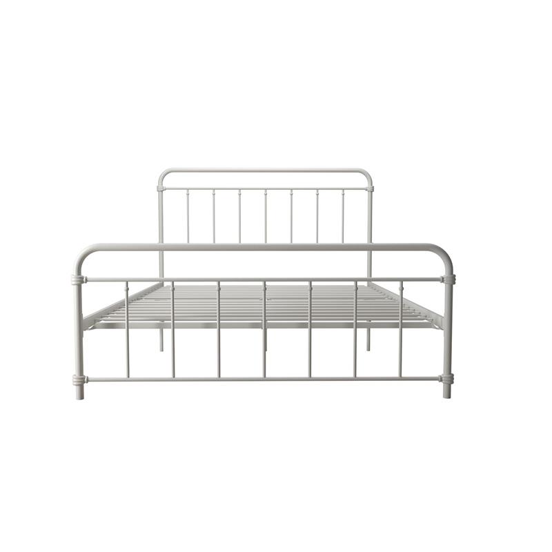 Pemberly Row Contemporary Transitional Metal White Bed in Queen