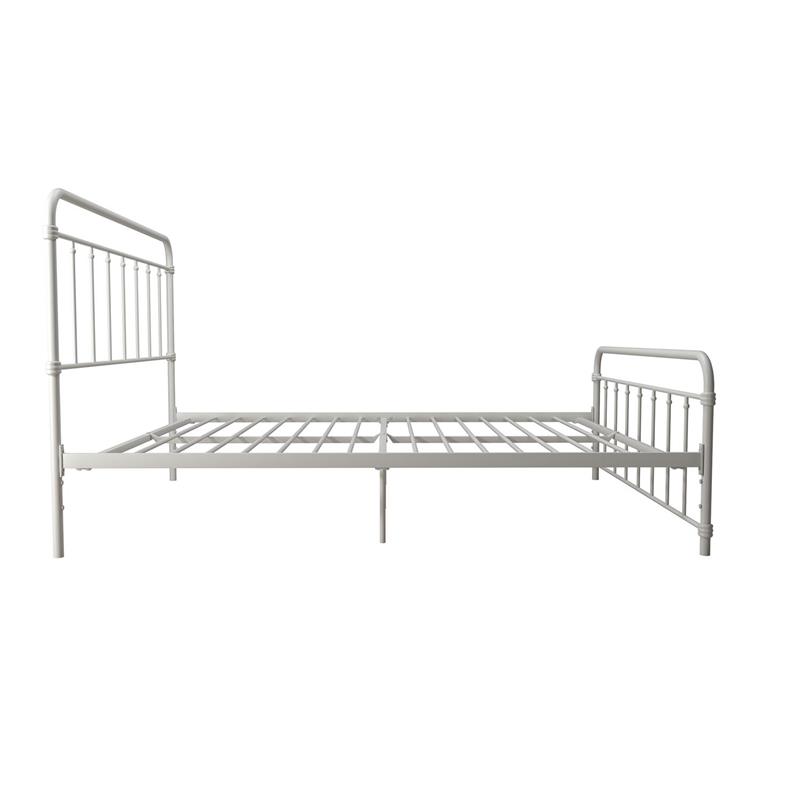 Pemberly Row Contemporary Transitional Metal White Bed in Queen