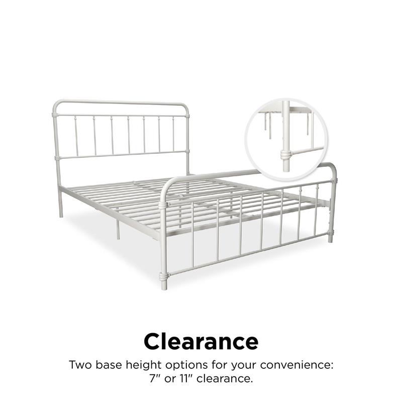 Pemberly Row Contemporary Transitional Metal White Bed in Queen