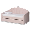 Pemberly Row Modern Pink Velvet Twin Size Daybed with Trundle
