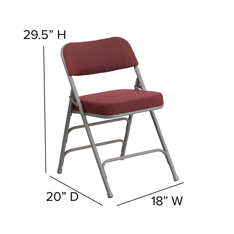 Pemberly Row Triple Braced Metal Folding Chair in Red (Set of 2)