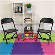 Pemberly Row Plastic and Metal Kid Folding Chair in Black (Set of 2)