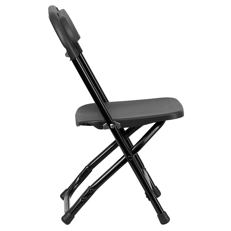 Pemberly Row Plastic and Metal Kid Folding Chair in Black (Set of 2)